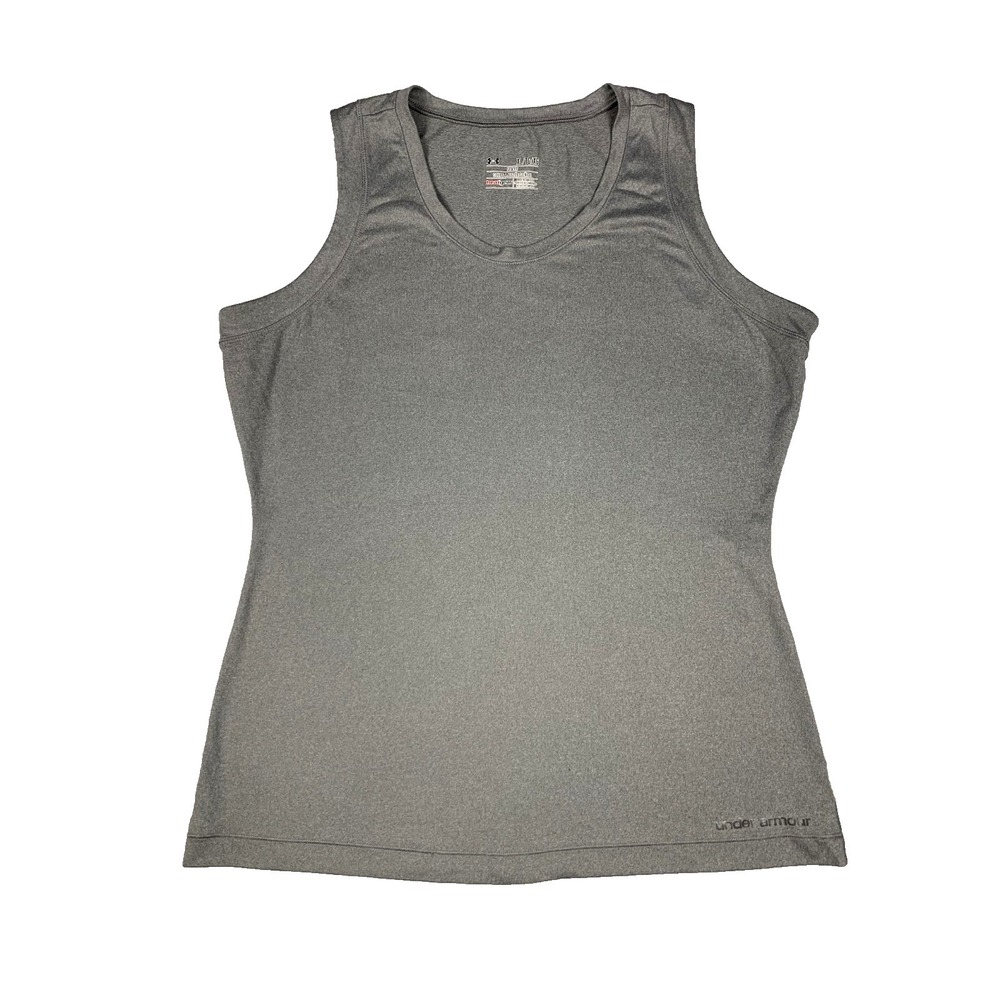 Under Armour HeatGear Tank Womens XL Gray Athletic Workout Gym Training Top